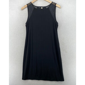 EILEEN FISHER Dress S Silk Jersey Mesh Panel Shift Tank Sleeveless Black